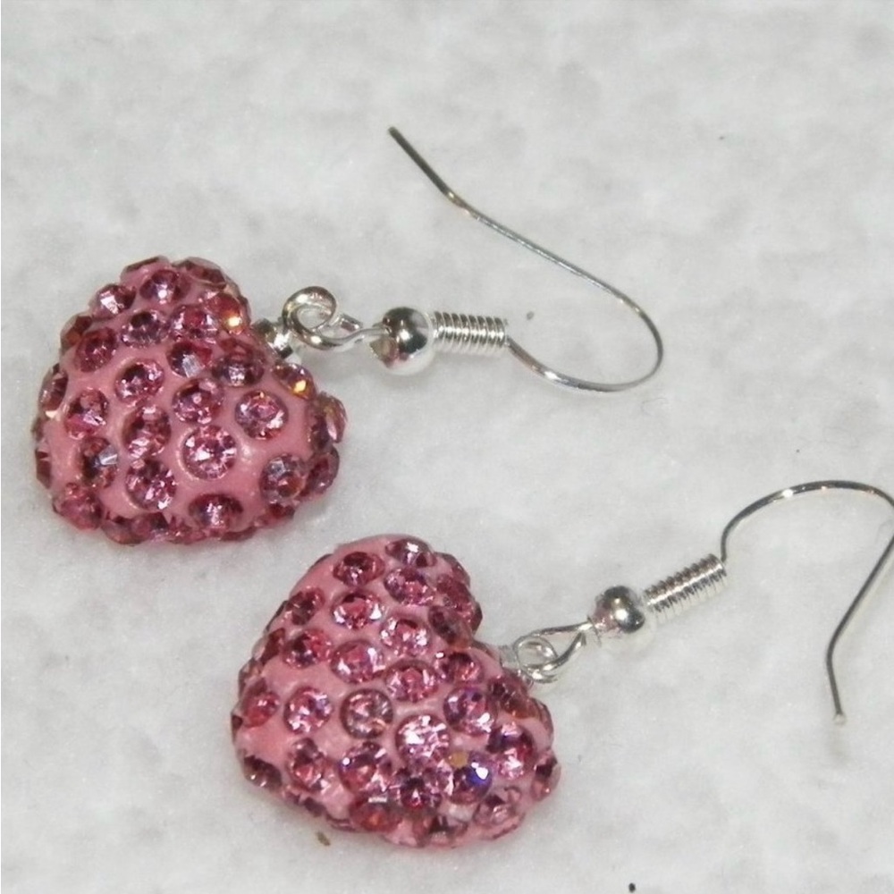 💕Sparkling Pink Rhinestones and Silver Dangling Earrings💕